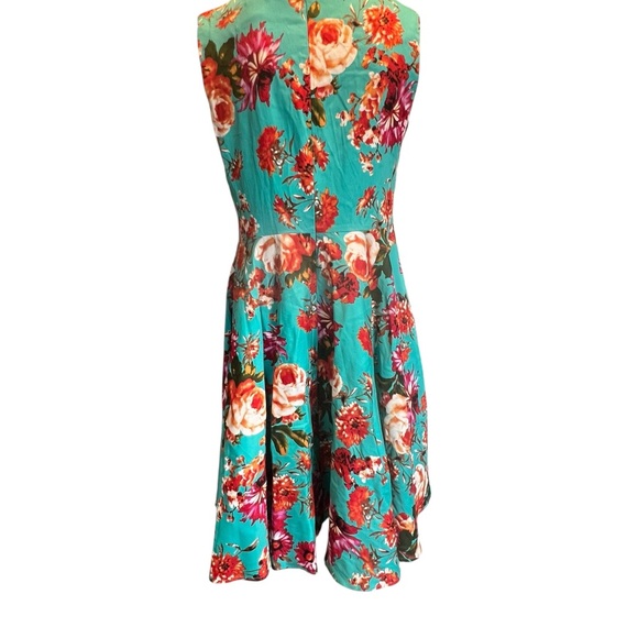 Grace Karin Turquoise and Red Floral Midi Dress Size large nwt - Picture 5 of 10